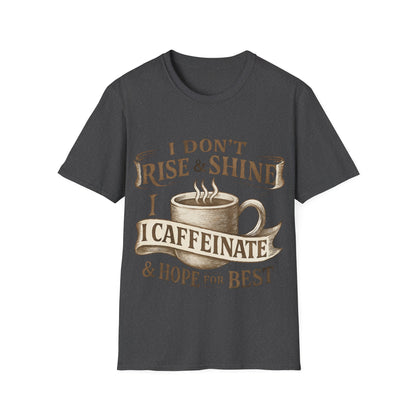 Funny Coffee Lover T-Shirt, Unisex Softstyle Tee for Caffeine Enthusiasts, Gift for Birthdays, Thanksgiving, and Coffee Lovers