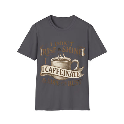 Funny Coffee Lover T-Shirt, Unisex Softstyle Tee for Caffeine Enthusiasts, Gift for Birthdays, Thanksgiving, and Coffee Lovers
