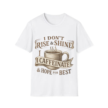 Funny Coffee Lover T-Shirt, Unisex Softstyle Tee for Caffeine Enthusiasts, Gift for Birthdays, Thanksgiving, and Coffee Lovers