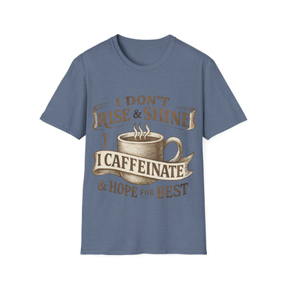 Funny Coffee Lover T-Shirt, Unisex Softstyle Tee for Caffeine Enthusiasts, Gift for Birthdays, Thanksgiving, and Coffee Lovers